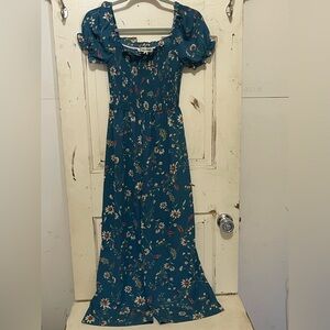 Inspired Hearts S Blue Floral Jumpsuit